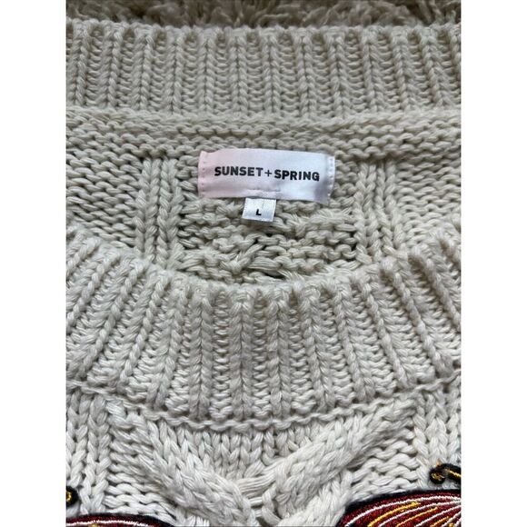 Sunset & Spring Butterfly Cable-Knit Sweater Women’s Large - Picture 4 of 10